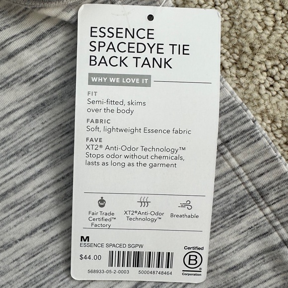 Athleta Essence Spacedye Tie Back Tank Gray/White Med NWT Athleisure Yoga Soft - Picture 9 of 16